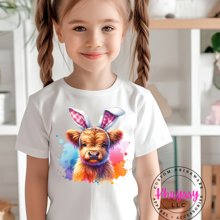 Bunny Moo: Highland Cow with Bunny Ears T-Shirt