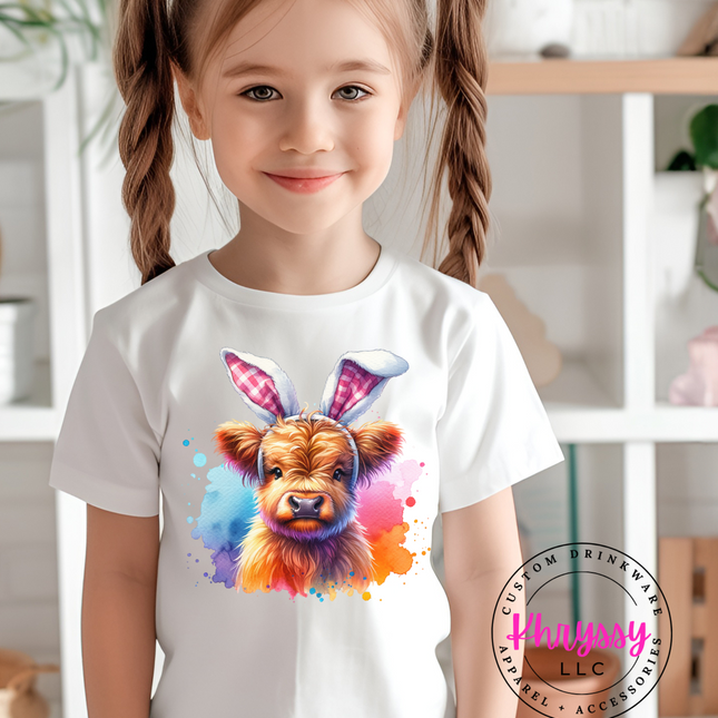 Bunny Moo: Highland Cow with Bunny Ears T-Shirt