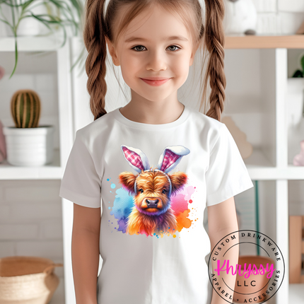 Bunny Moo: Highland Cow with Bunny Ears T-Shirt