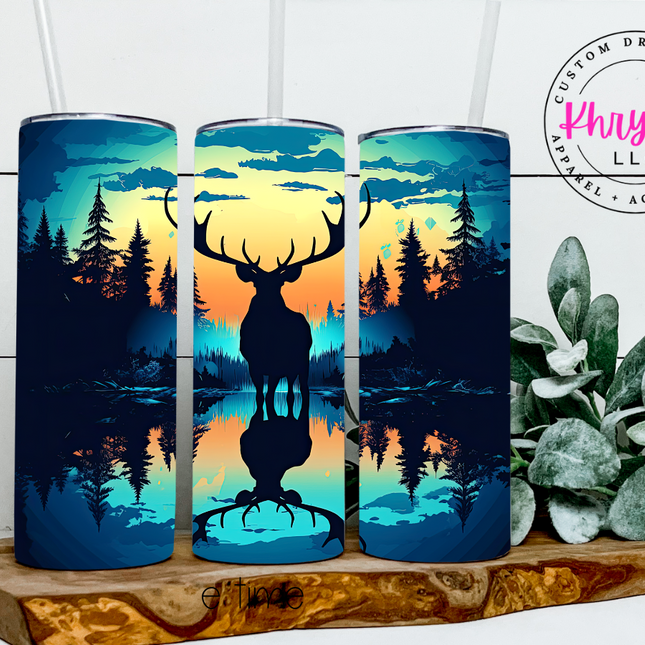 Silent Majesty Elk Shadow 20oz Tumbler with Straw