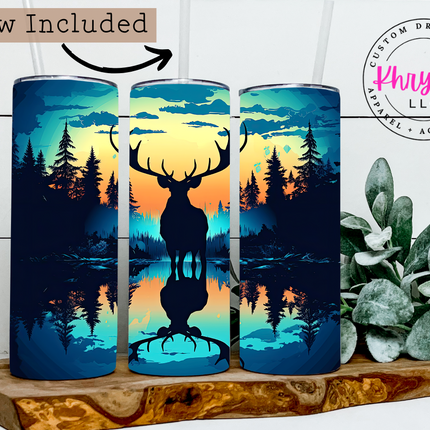 Silent Majesty Elk Shadow 20oz Tumbler with Straw