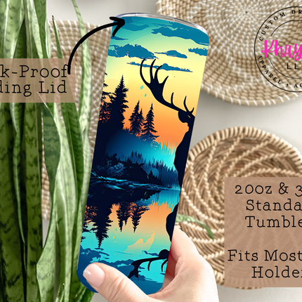 Silent Majesty Elk Shadow 20oz Tumbler with Straw