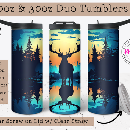 Silent Majesty Elk Shadow 20oz Tumbler with Straw