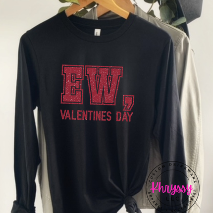 Ew Valentines Day Shirt | Sarcastic Anti-Valentine's Day Tee | Funny February T-Shirt | Distressed Graphic Tee for Women | Single on Vday Apparel