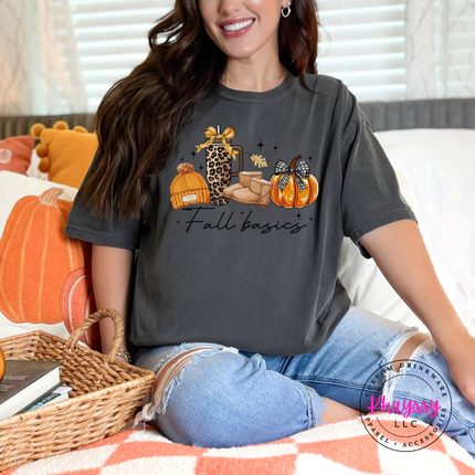 Pepper Comfort Colors tee styled for fall with a Fall Basics print.
