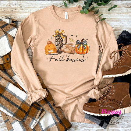 Sand Dune long sleeve tee with the fall basics leopard cup boots and pumpkin design