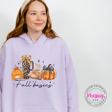 Orchid hoodie with the fall basics plaid bow pumpkin print