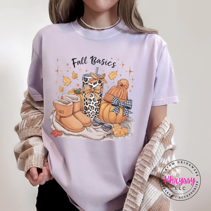 Sage tee with the Fall Basics cozy blanket graphic
