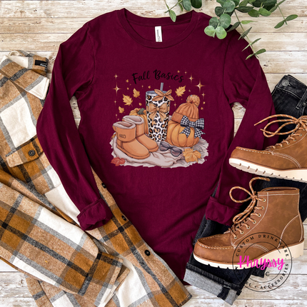 Mauve tee with a leopard tumbler and boots design.
