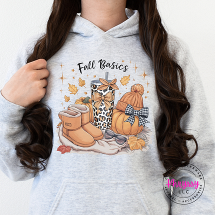 Ash hoodie with the Fall Basics cozy blanket graphic
