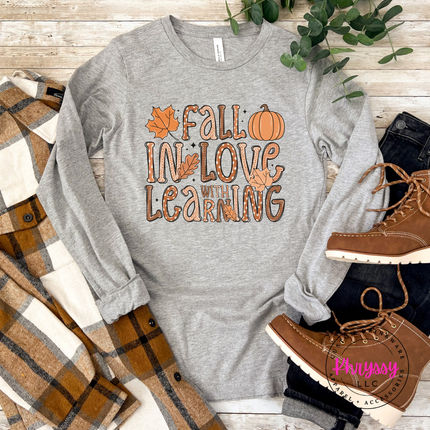  Athletic Heather tee with a Fall In Love design.