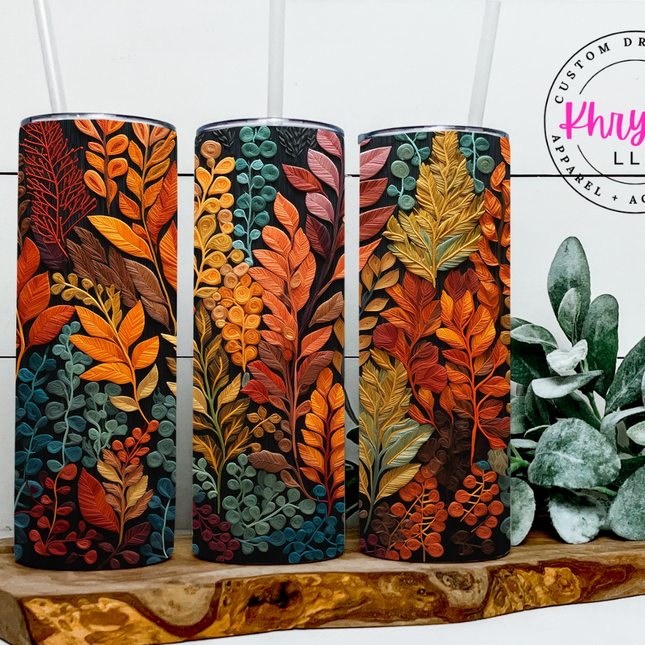 Autumn Elegance Fall Leaf 20oz Tumbler with Straw