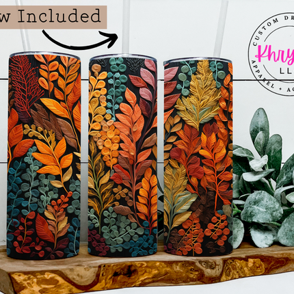 Autumn Elegance Fall Leaf 20oz Tumbler with Straw