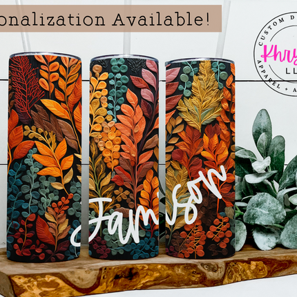 Autumn Elegance Fall Leaf 20oz Tumbler with Straw