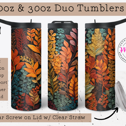 Autumn Elegance Fall Leaf 20oz Tumbler with Straw