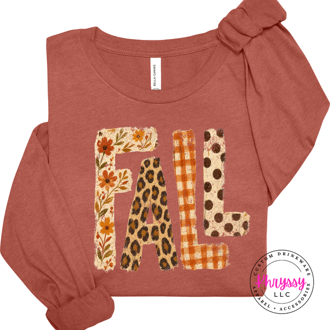 Heather clay lightweight shirt featuring autumn floral FALL design.