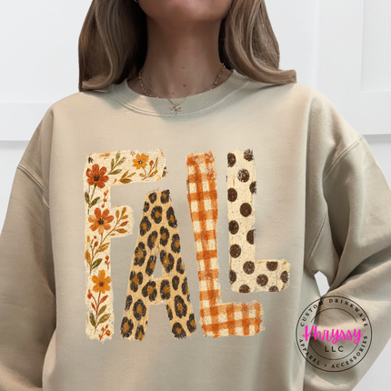 Sand crewneck sweatshirt with the autumn leopard print FALL graphic