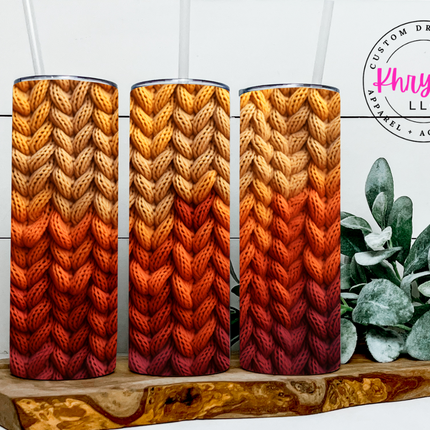 Fall Faux Knit 20oz Tumbler with Straw