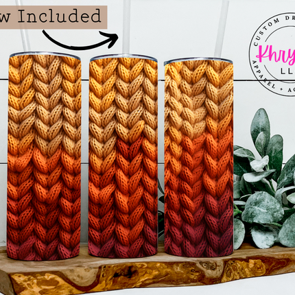 Fall Faux Knit 20oz Tumbler with Straw