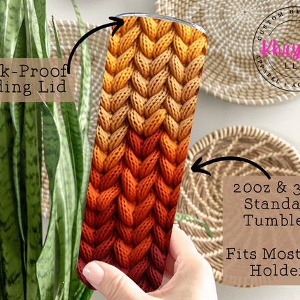Fall Faux Knit 20oz Tumbler with Straw