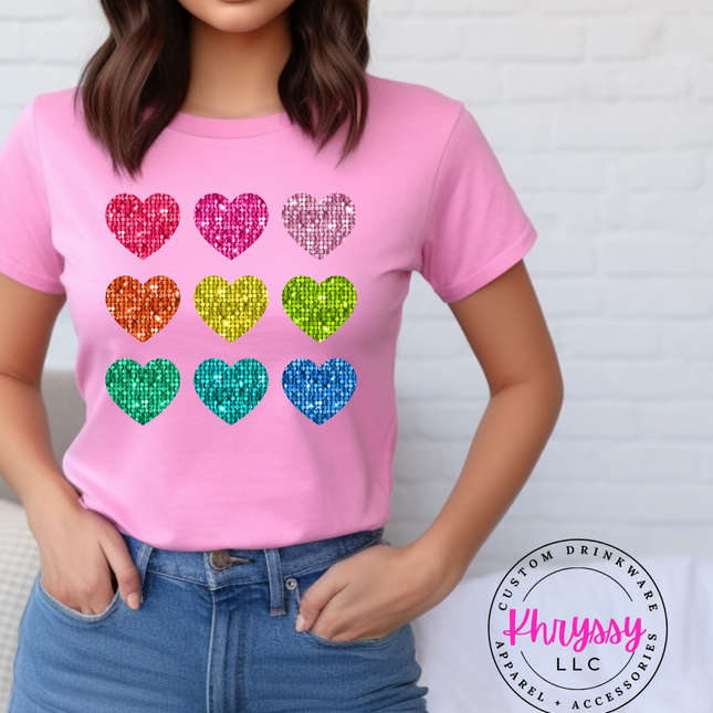 Sparkling Love: Faux Glitter Heart Unisex Shirt
