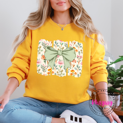 Floral Bow Watercolor Crewneck Sweatshirt | Feminine Botanical Gift