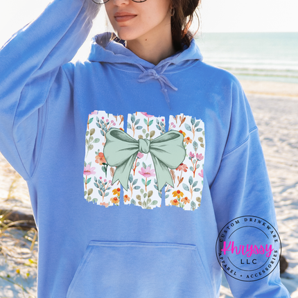 Floral Bow Watercolor Hoodie | Feminine Botanical Gift for Women