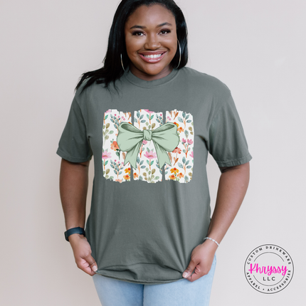 Floral Bow Watercolor Tee | Feminine Statement Women's Tee
