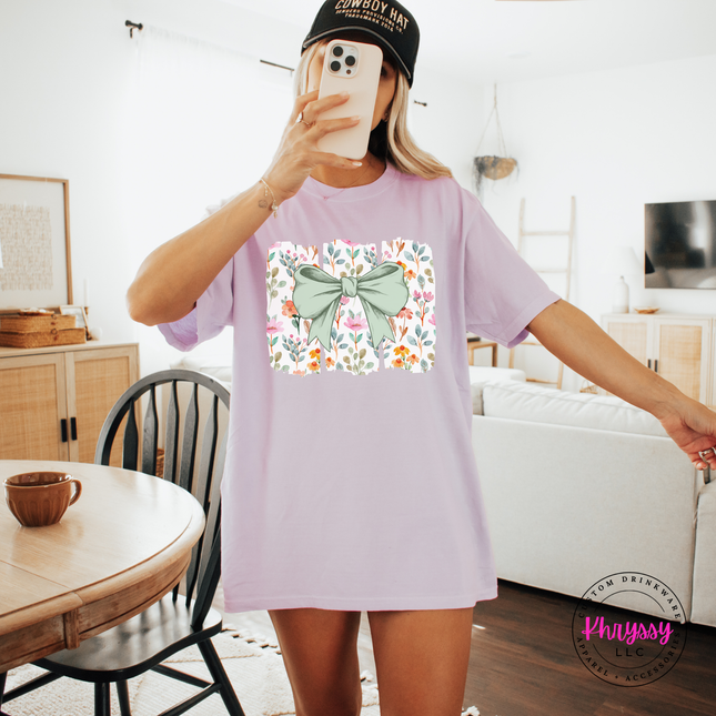 Floral Bow Watercolor Tee | Feminine Statement Women's Tee
