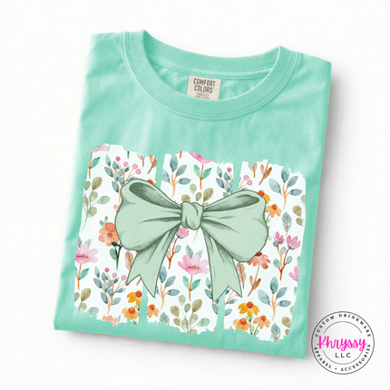 Floral Bow Watercolor Tee | Feminine Statement Women's Tee