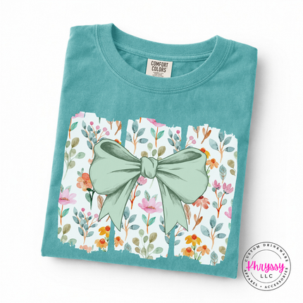 Floral Bow Watercolor Tee | Feminine Statement Women's Tee