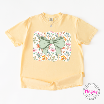 Floral Bow Watercolor Tee | Feminine Statement Women's Tee