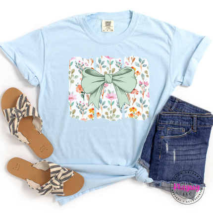 Floral Bow Watercolor Tee | Feminine Statement Women's Tee