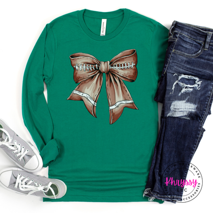 Kelly long sleeve tee with the cute football lace bow graphic