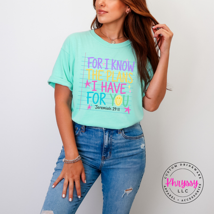 Island Reef tee showing the colorful for I know the plans I have design