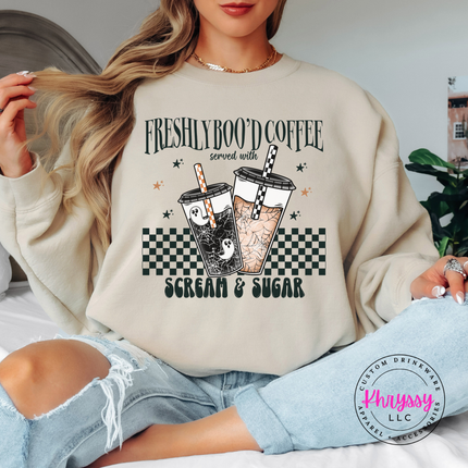 Freshly Boo'd Coffee Scream And Sugar Halloween Crewneck
