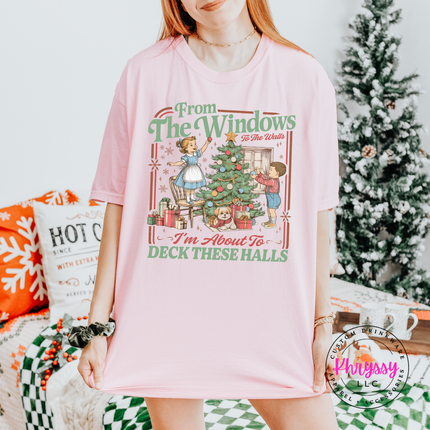 Blossom tee with the vintage deck these halls Christmas tree design