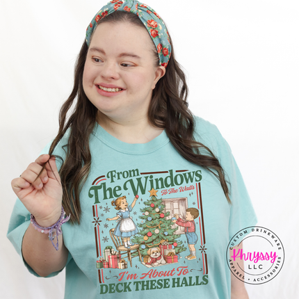 Chalky Mint tee with the From The Windows To The Walls Christmas graphic