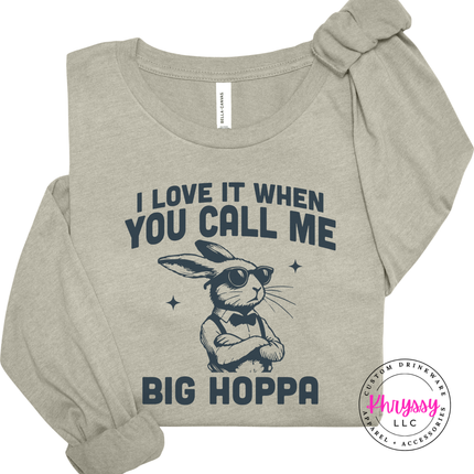 Heather Stone long sleeve tee with the funny big hoppa bunny design