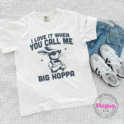 White colored t-shirt with funny bunny pun graphic print.