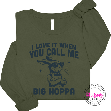 Military green Bella Canvas t-shirt with playful bunny pun design