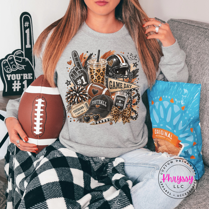 Sport Grey crewneck sweatshirt with the game day football collage graphic
