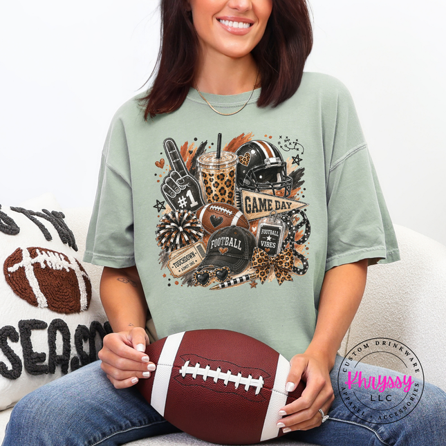 Bay tee with the game day football collage graphic