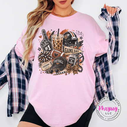 Blossom tee with the football vibes game day collage print