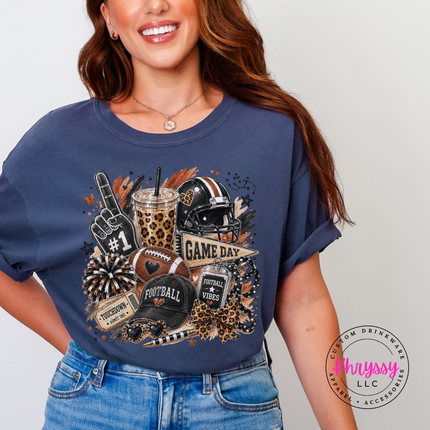 True Navy tee with the game day football collage graphic