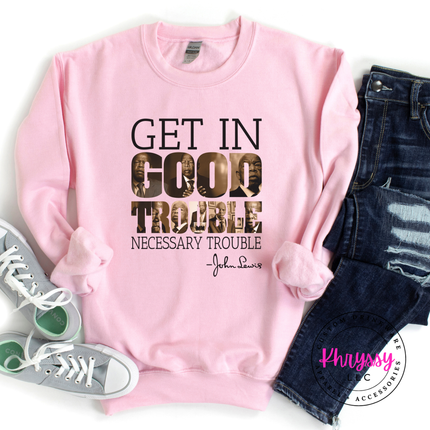 Get In Good Trouble John Lewis Quote Crewneck Sweatshirt