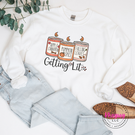 Getting Lit Fall Candles Crewneck Sweatshirt
