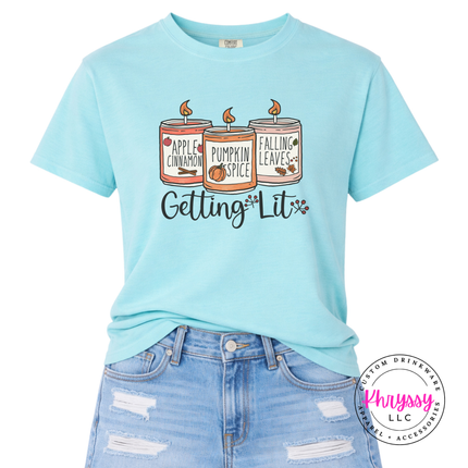 Chalky Mint tee with the funny getting lit candle lover print