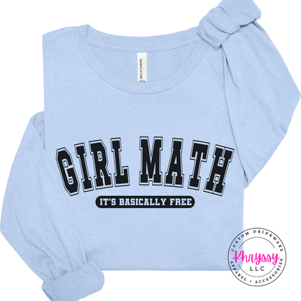Baby Blue tee with the Girl Math graphic print.