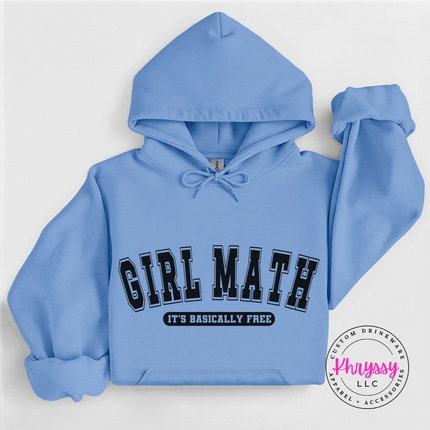 Light blue hoodie styled with jeans, showing the funny quote print.